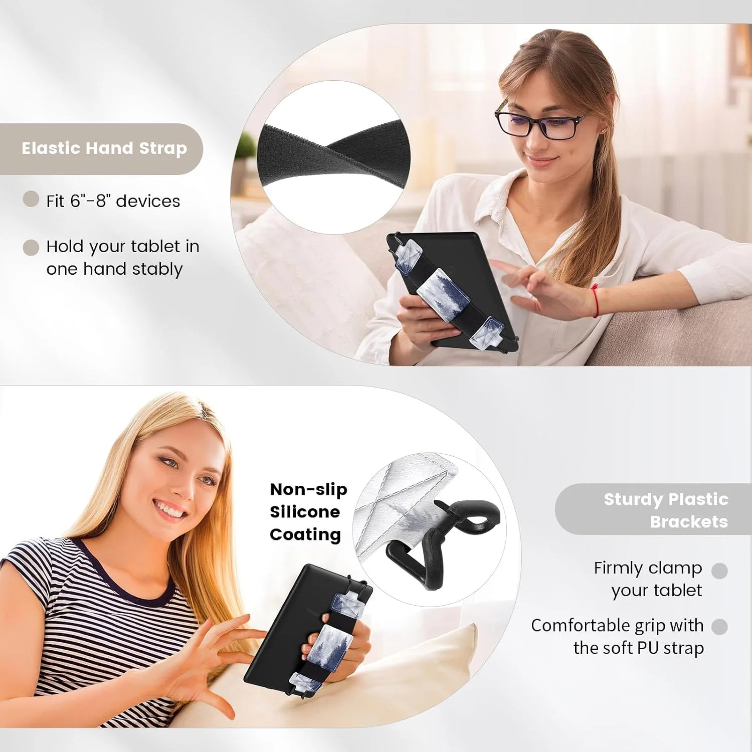 MoKo Soft Hand Strap for 6-8" Kindle eReaders Fire Tablet, Gray Forest