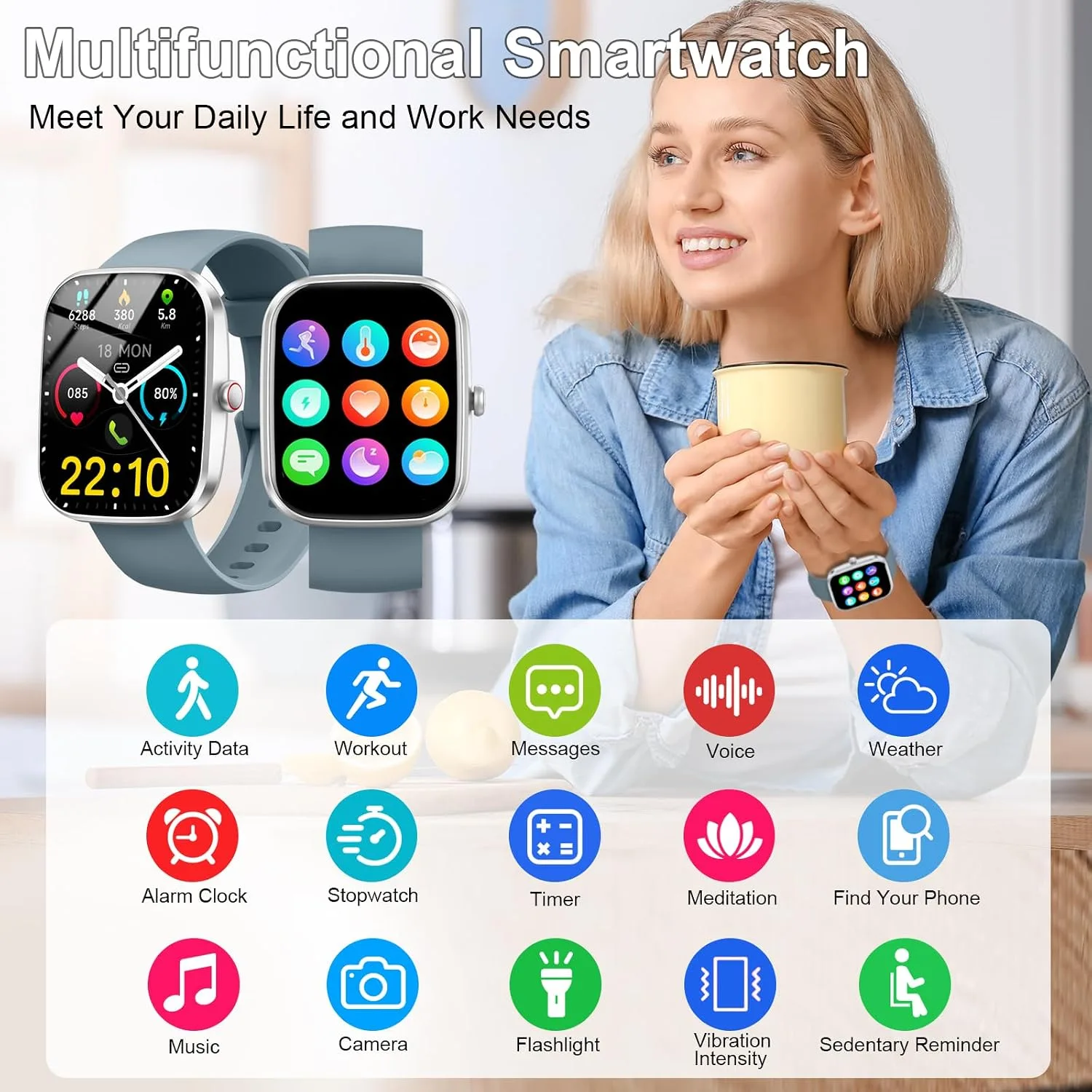 Smart Watch for Men Women, 1.91" Smartwatch (Answer/Make Call) Gray