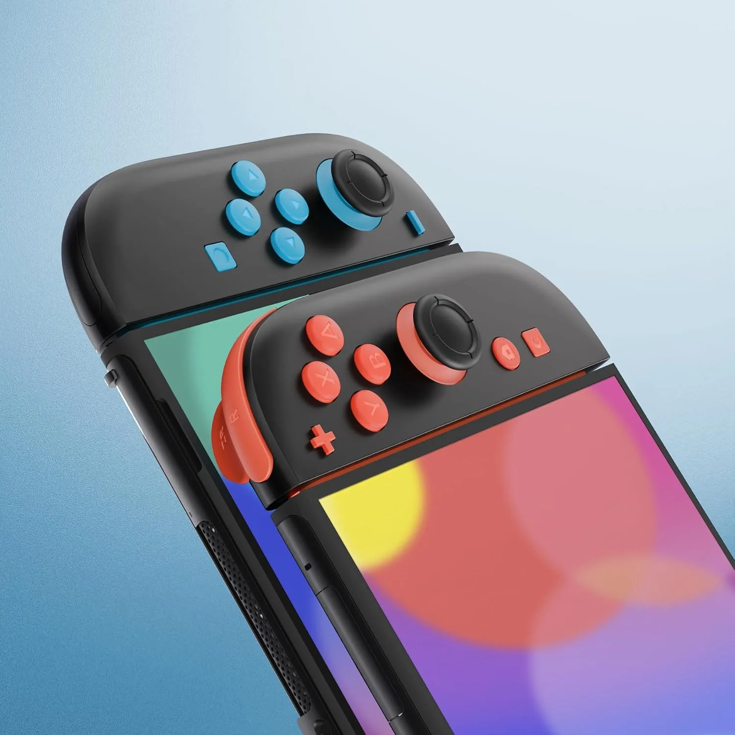 eXtremeRate DIY Replacement Full Set Buttons for Joycon 2, Custom ABXY Direction Keys Dpad + - C Home Capture Release L R ZR ZL Trigger Buttons for Nintendo Switch 2 Controller - Blue & Orange