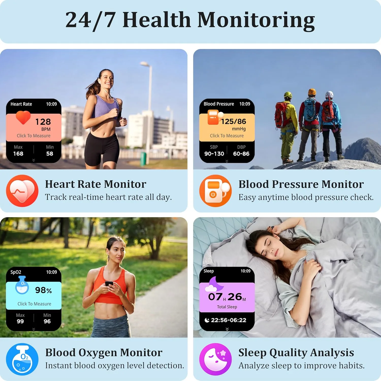 Smart Watch Women Men, 1.85" Reloj Inteligente para mujer hombre, Make/ Answer Call, Health Monitor/Blood Pressure, 110+ Sports Modes, Voice Control, IP68 Waterproof Compatible with Android & iPhone