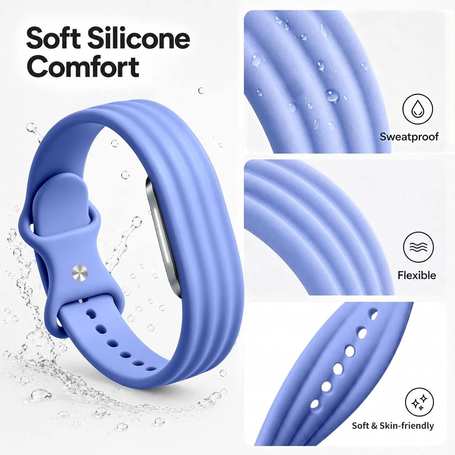 3 Pack Silicone Sport Band Compatible with Hume Band 2.0 Fitness Tracker,Soft Silicone Replacement Adjustable Sweatproof Wristband for Hume 2.0 Band, Running, Workout & Daily Wear for Women Men
