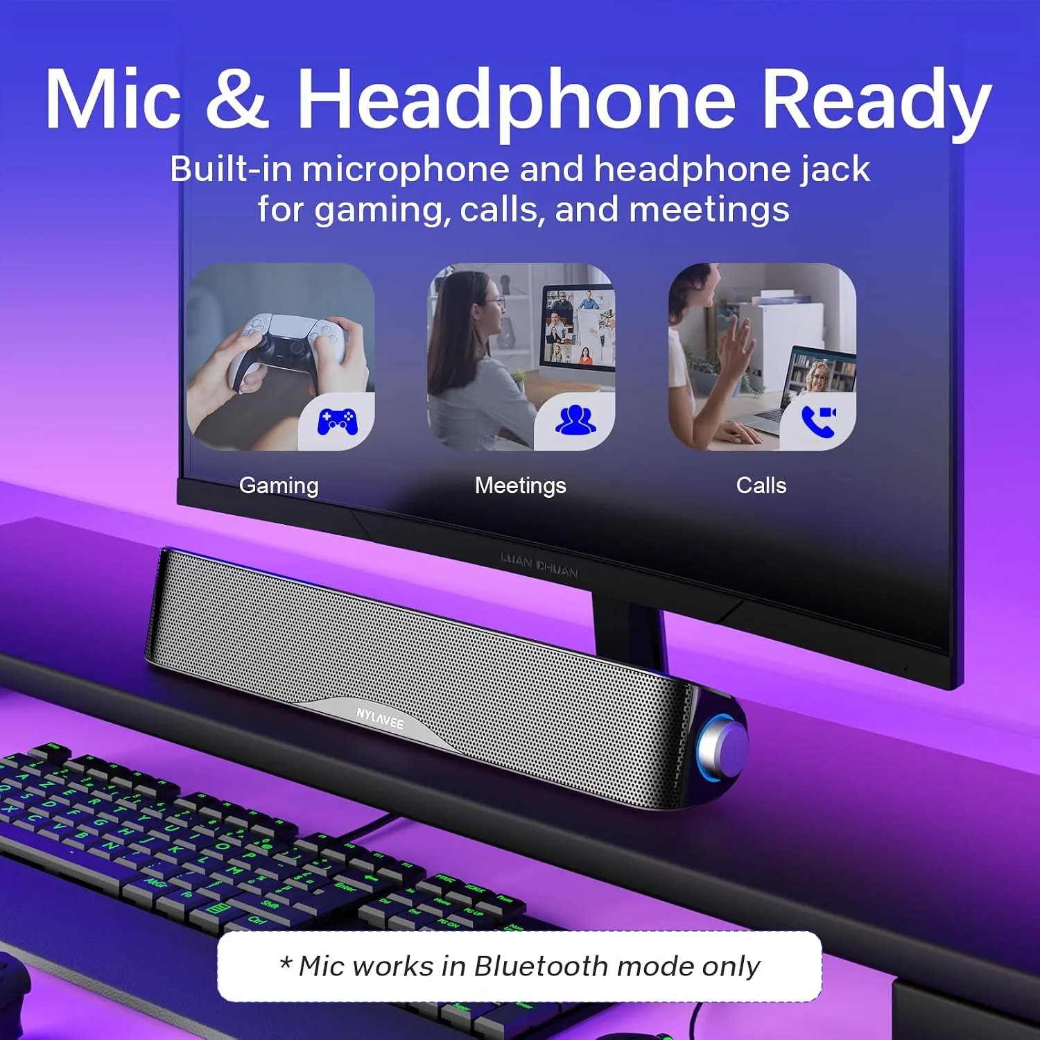 Nylavee Computer Speakers for Desktop PC, Bluetooth & AUX PC Sound Bar