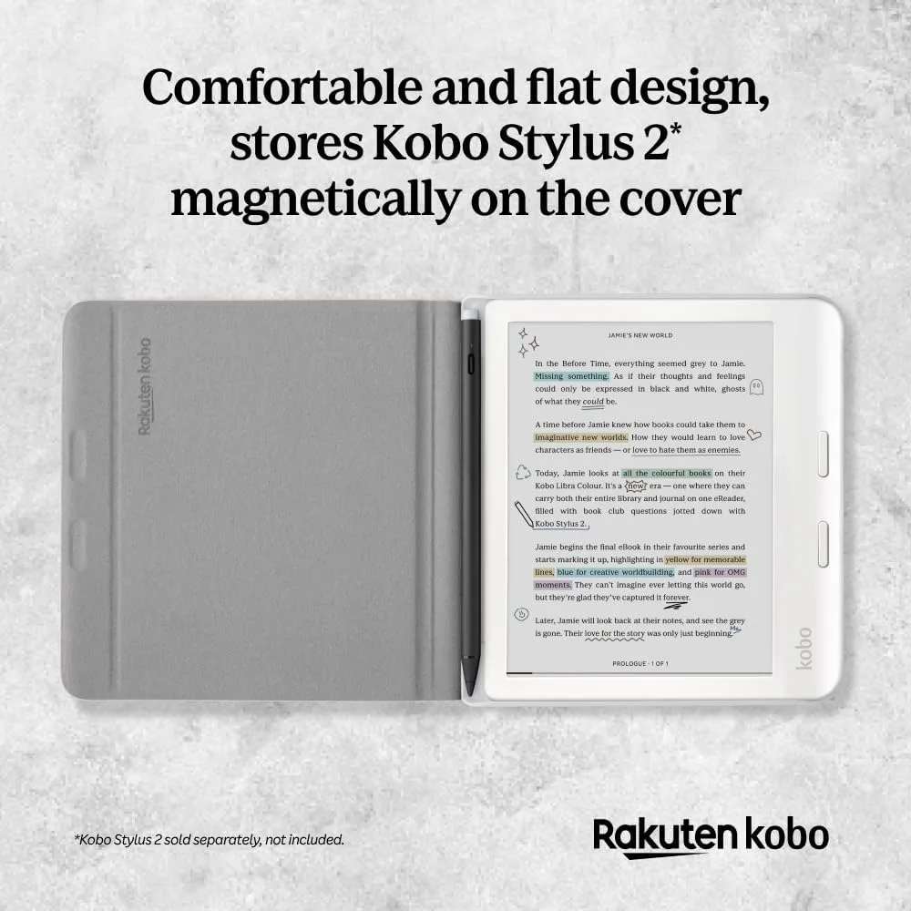 Kobo Libra Colour SleepCover Case | Black Notebook | Sleep/Wake Technology | Built-in 2-Way Stand | Vegan Leather | Compatible with 7” Kobo Libra Colour eReader