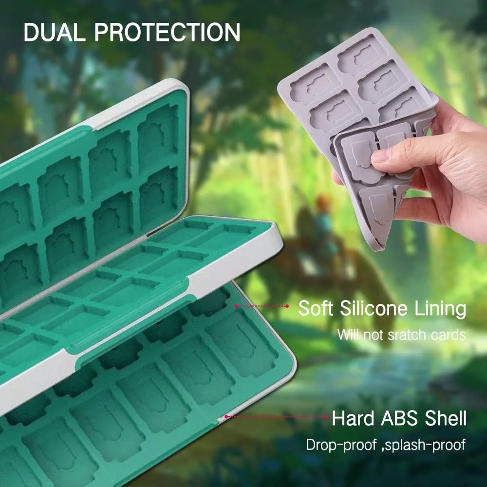 PERFECTSIGHT Switch Game Card Case Compatible with Nintendo Switch Games & Micro SD Cards, Switch 2 Game Holder Cartridge Case with 48 Game Card Slots Storage, White Kingdom