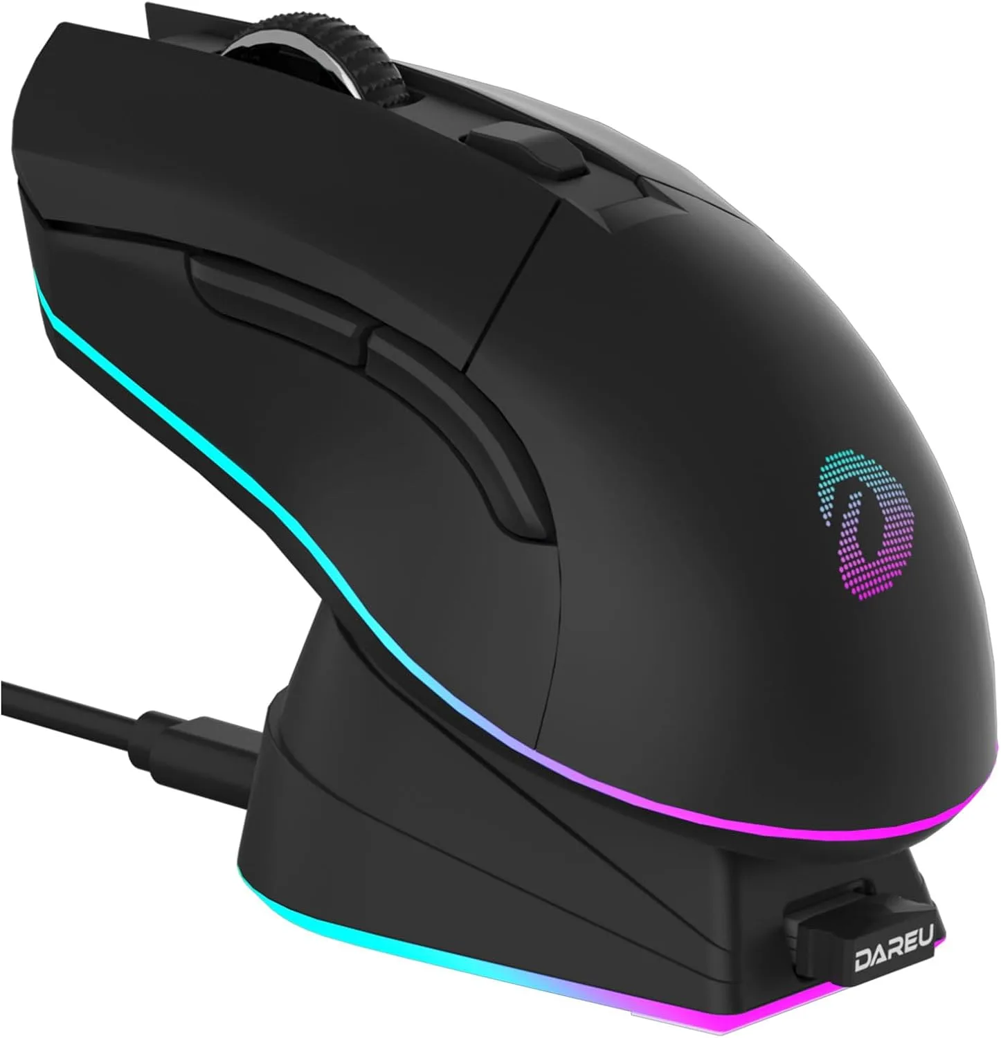 Mouse Gamer Dareu EM901X inalámbrico con base de carga RGB 12K DPI 6 botones programables