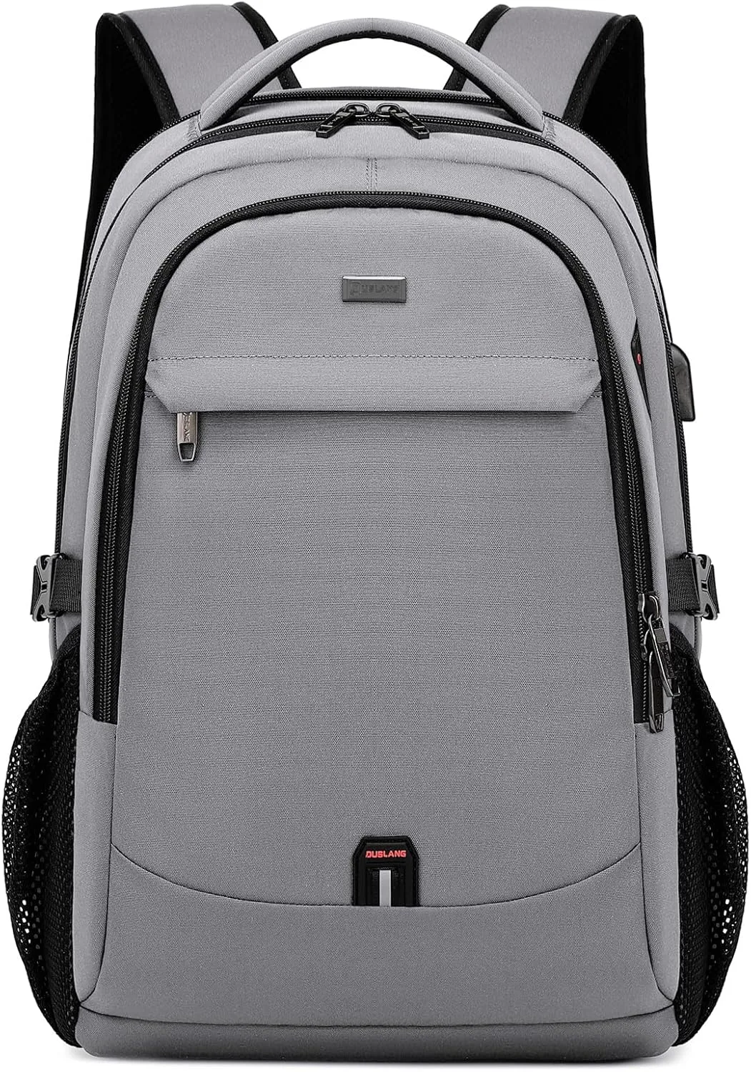 Mochila para laptop Duslang 17 pulgadas resistente al agua con puerto USB Gris Claro