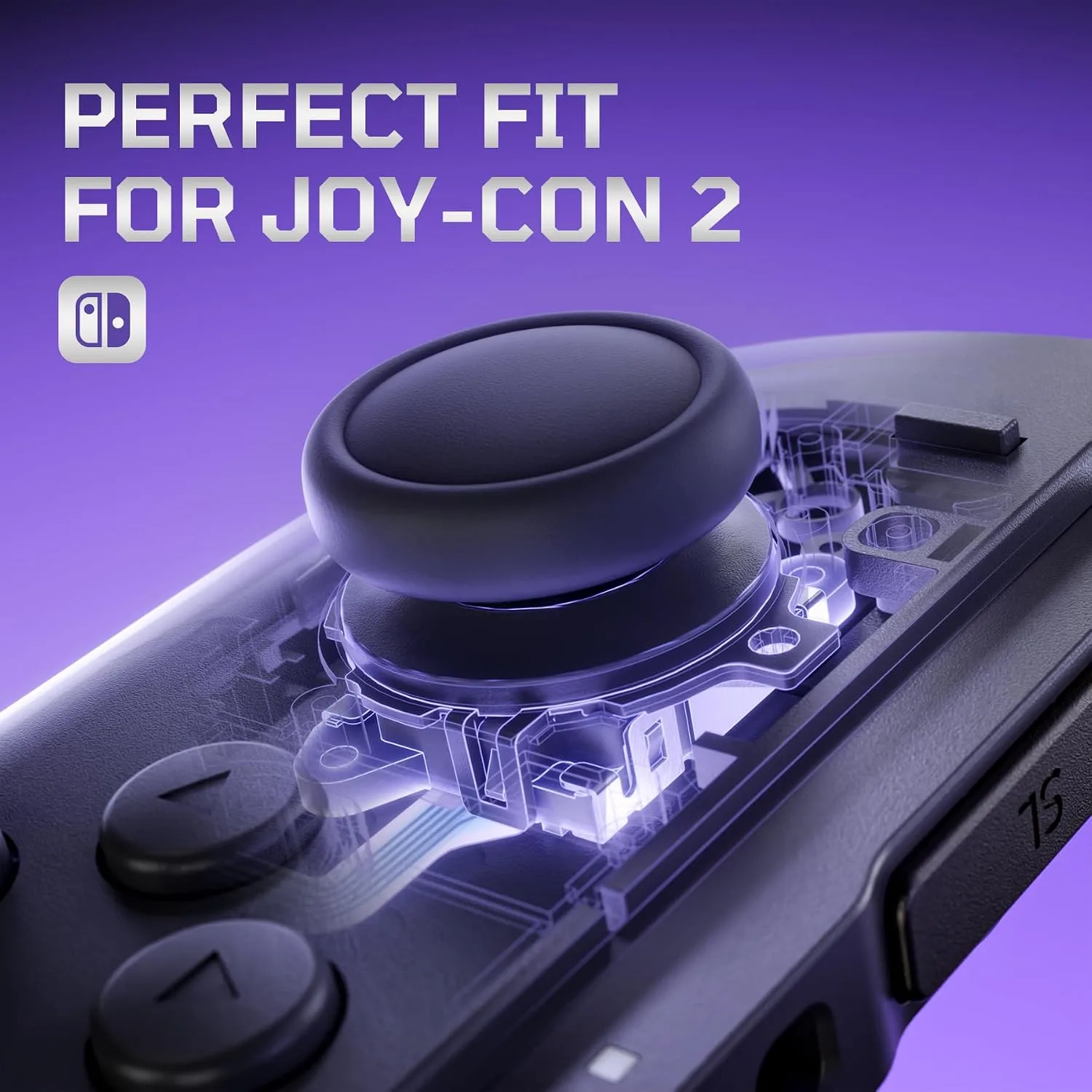 eXtremeRate Replacement 3D Joystick & Thumb Grips & Side Rail Shell Buttons for Nintendo Switch 2 JoyCon, Console Rail Stickers Controller Left Right Analog Stick Thumbsticks Caps for Switch 2 - Black