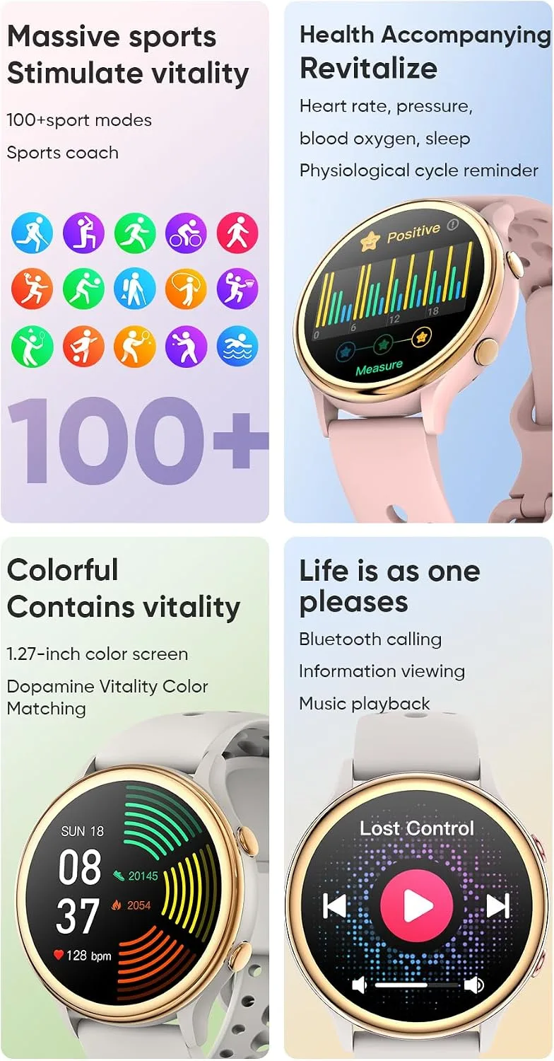 ICOMTOFIT Smart Watches for Women, Fitness Tracker with Heart Rate & SpO2 Monitor, IP67 Waterproof Activity Tracker for Men & Women, Smart Watch for Android & iPhone