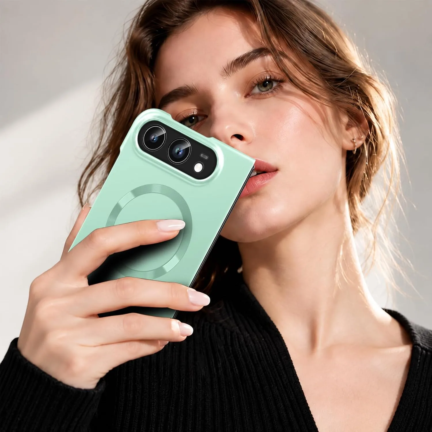 Case for iPhone Duo, Magnetic Phone Case Compatible with Mag-Safe，Green