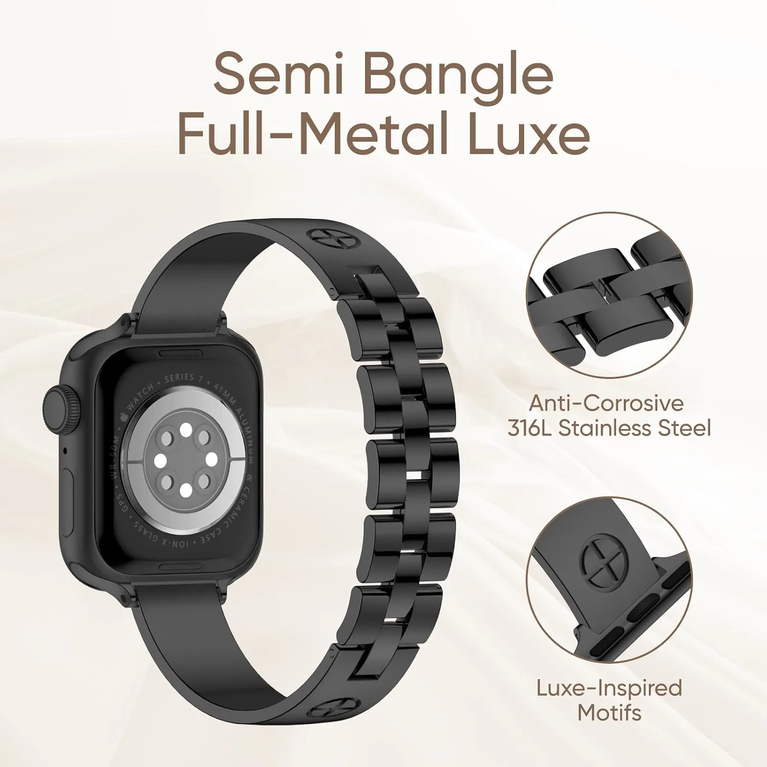 Missair Compatible with Apple Watch Band 38mm 40mm 41mm 42mm 44mm 45mm 46mm 49mm, Stainless Steel Metal Strap Women Dressy Bracelet Wristband for iWatch Series 11 10 9 8 7 6 5 4 3 2 1 SE Ultra
