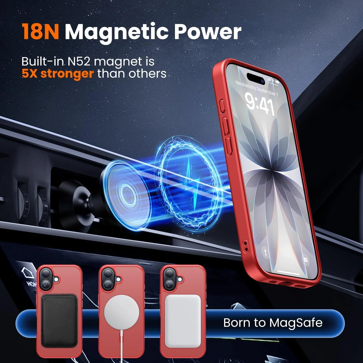 toushion 3 in 1 for iPhone 17 Case Matte Red