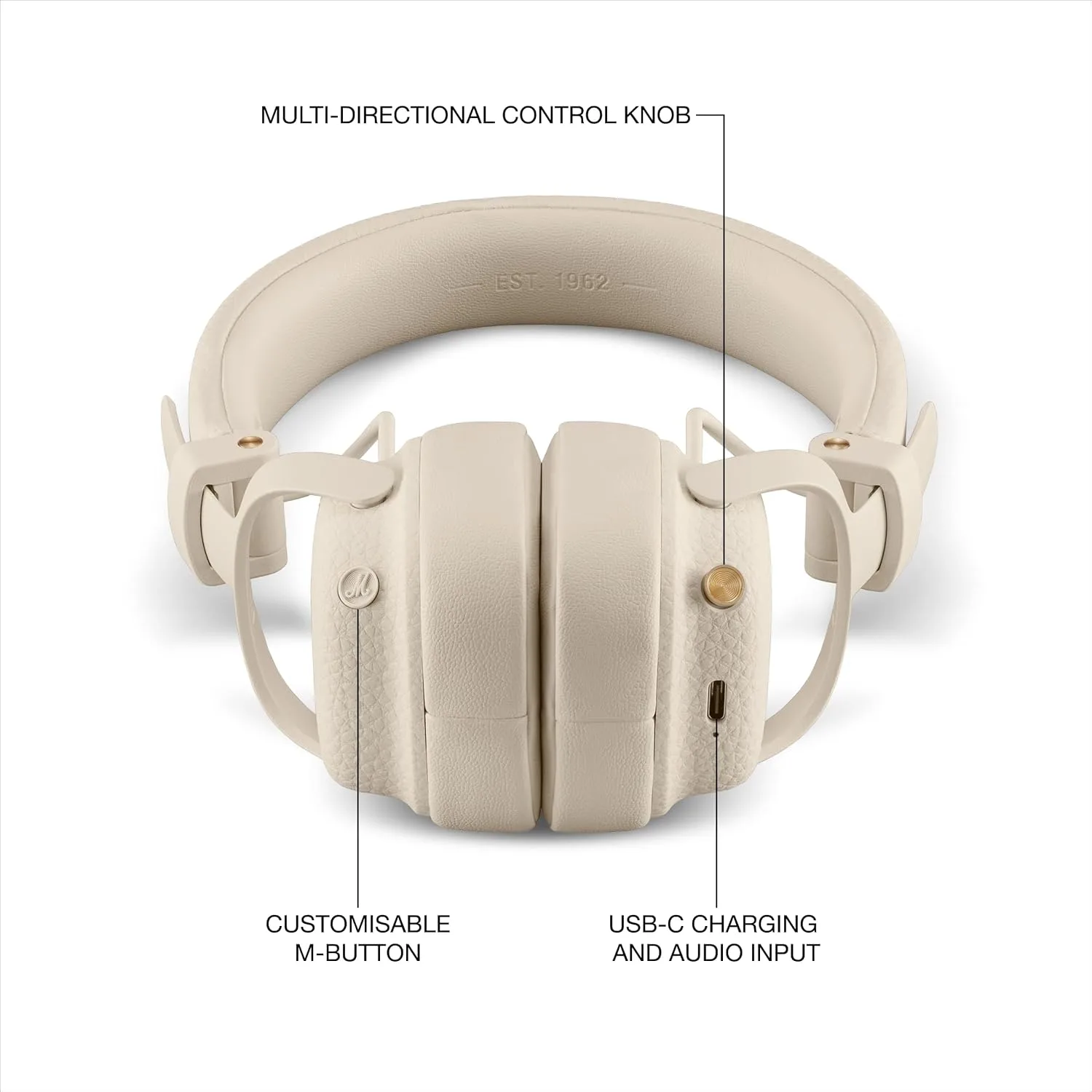Marshall Milton ANC Wireless On-Ear Noise Cancelling Headphones - Cream