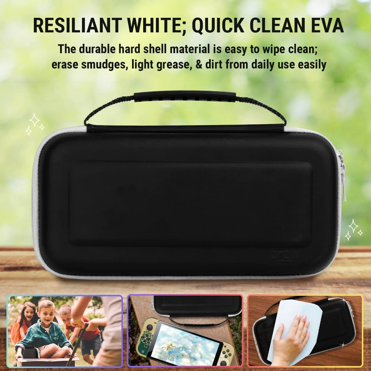 Orzly Carrying Case for Nintendo Switch OLED Console with Accessories and Game Storage Compartment - Easy Clean Case Gift Boxed