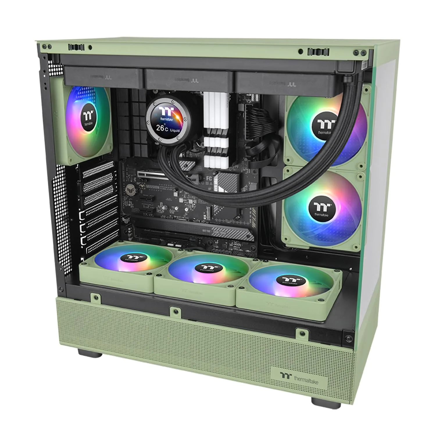 Thermaltake CT120 EX ARGB Sync PC Cooling Fan Matcha Green (3-Fan Pack), Magnetic Connection, 5V Motherboard Sync, 16.8 Million Colors 9 Addressable LEDs, 120 mm Case/Radiator Fan, CL-F196-PL12MG-A