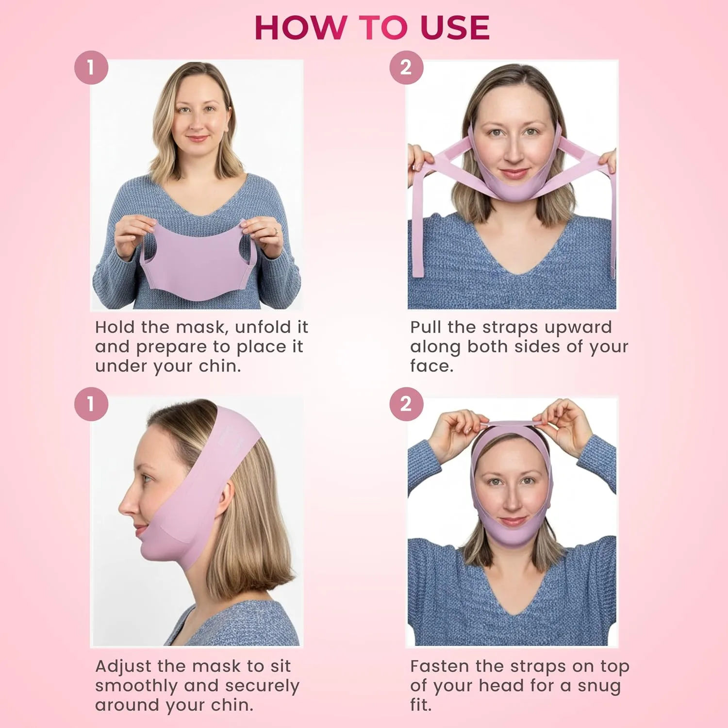 V-Line Chin Up Mask – V Shaped Face lift mask for Double Chin Reducer, Jawline Shaper Chin Strap for Sleeping Adjustable Face Slimmer for Women