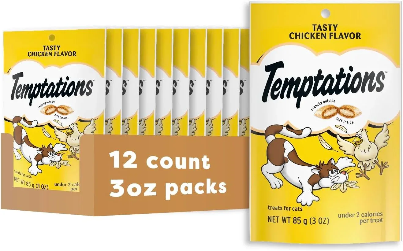 Temptations Classic Snacks para Gatos Sabor Pollo 3 oz Pack 12