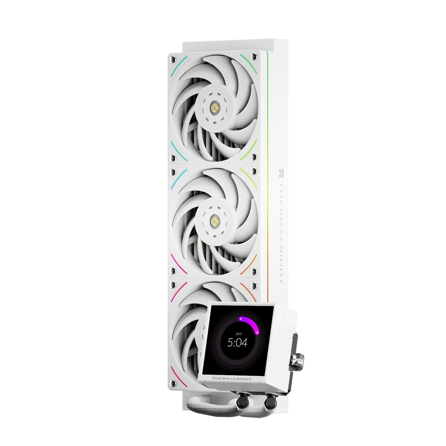 Thermalrlght Peerless Vision 360 UB ARGB White CPU Aio Cooler,PC 360 Specification Water Cooler System with Inline PC Fans,3.95’’IPS LCD Screen with 480x480 Resolution,for AM4/AM5;Intel 1700/1851