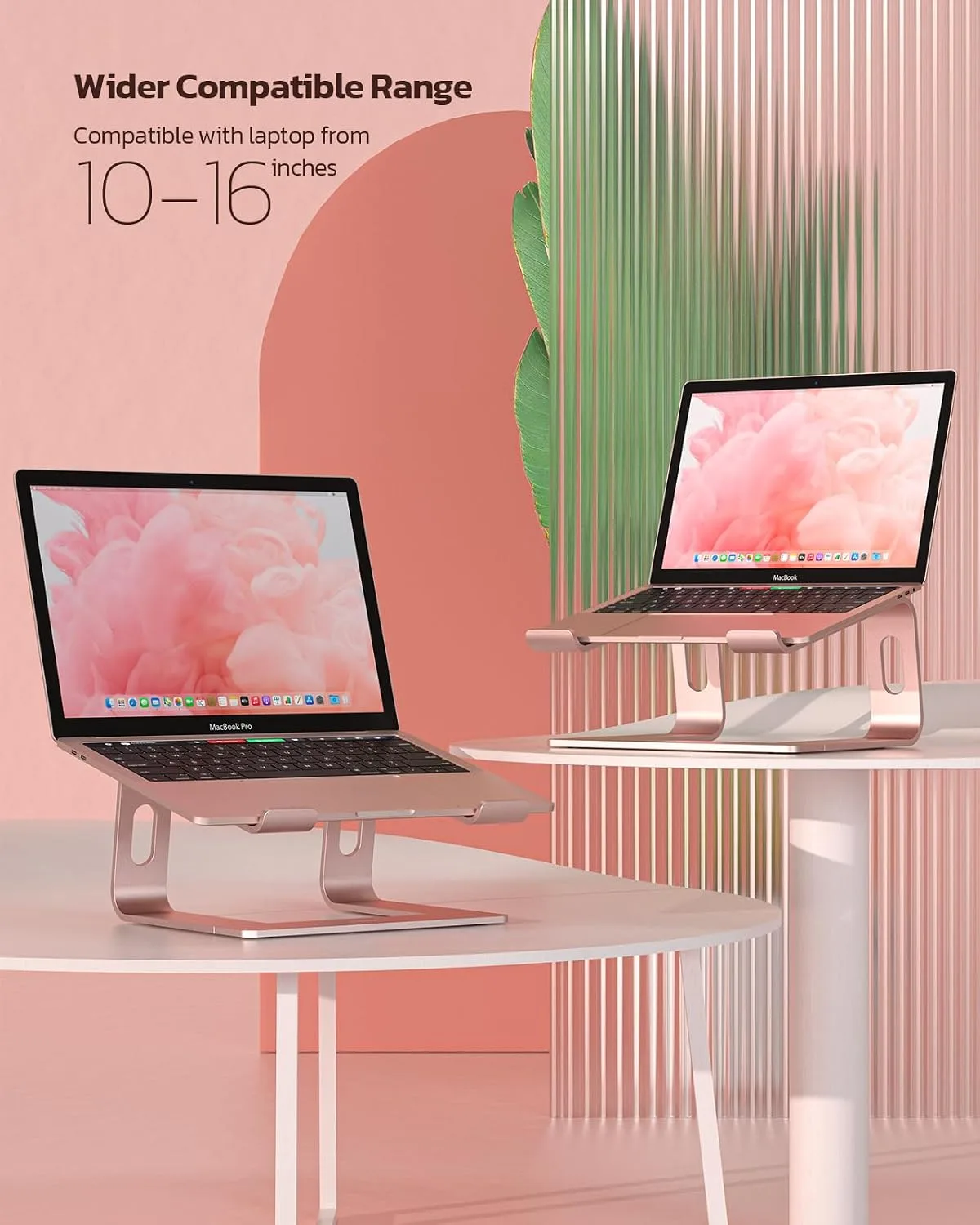 Nulaxy Full Aluminum Laptop Stand, Stable Support to 22 lbs, Rose Gold