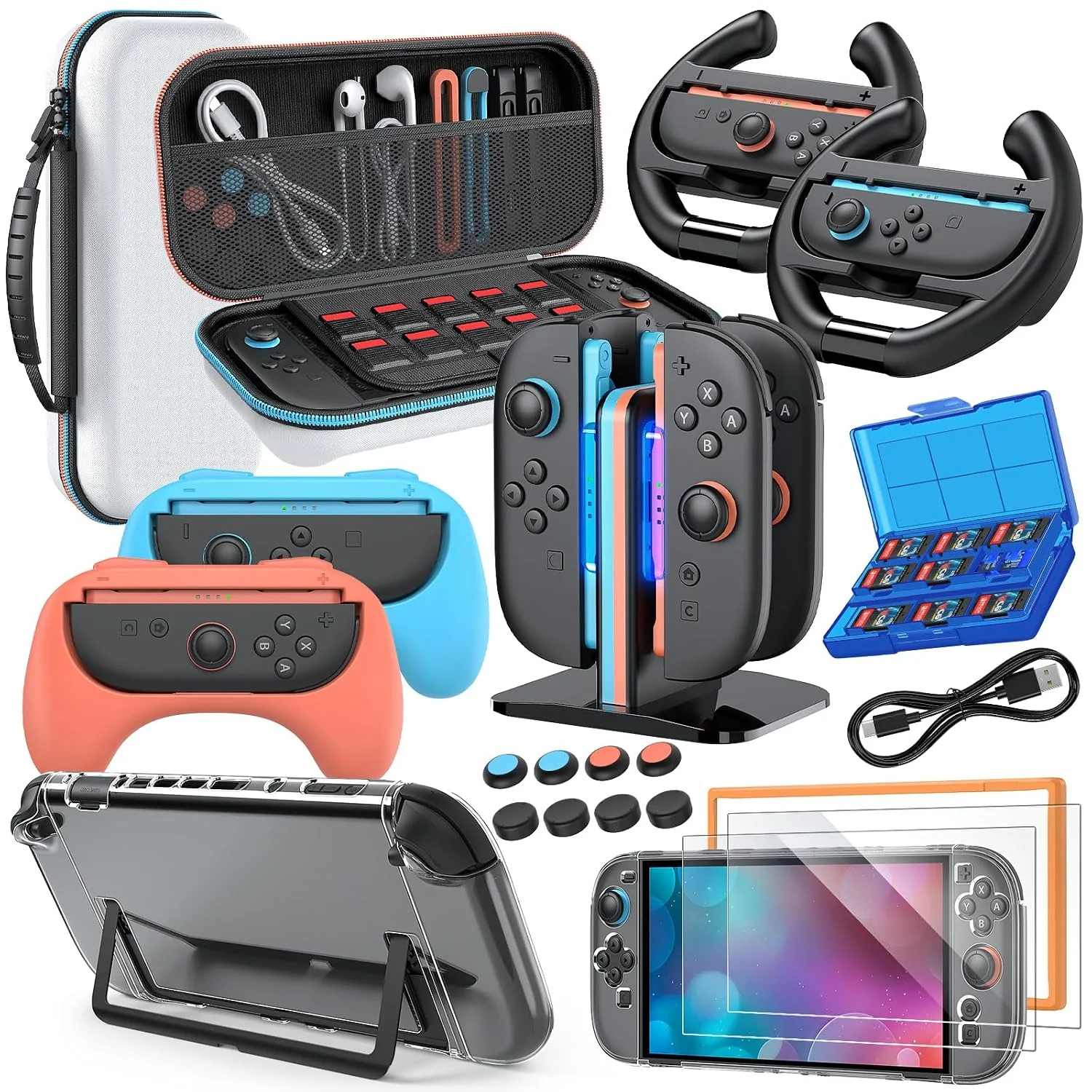 Switch 2 Accessories, 20-in-1 Bundle Case for Nintendo Switch 2 (White)