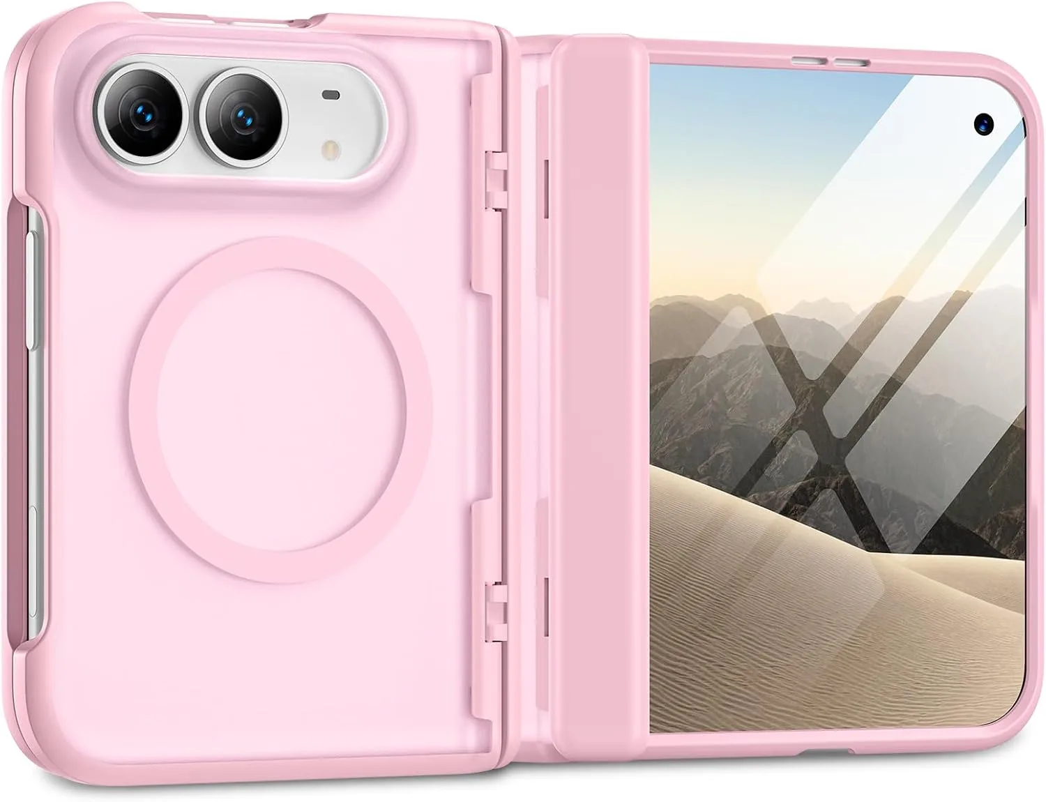 Magnetic for iPhone Duo Case with Hinge Protection, Fit for MagSafe Pink