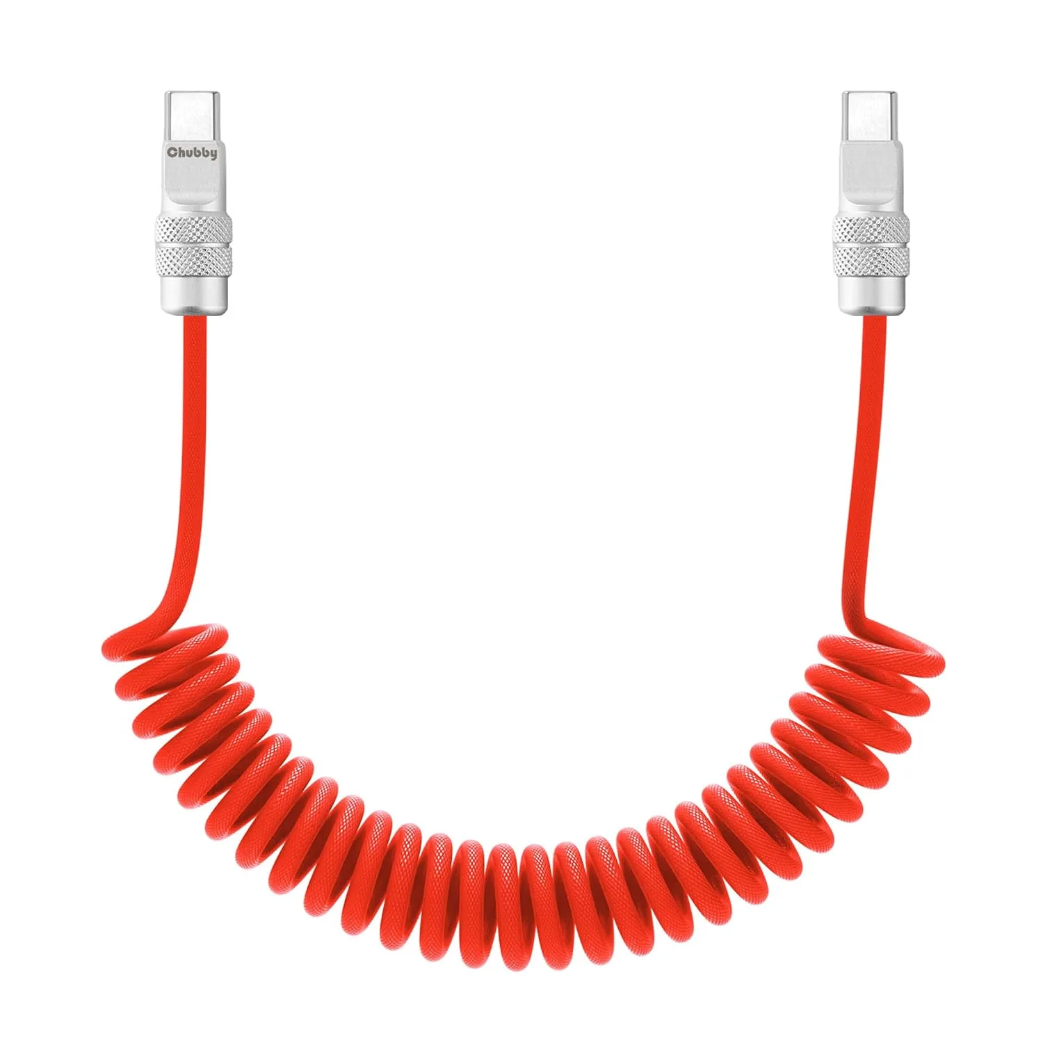 chubbycable USB C to C 240W Braided Coiled Charging Cable, Red, 6FT