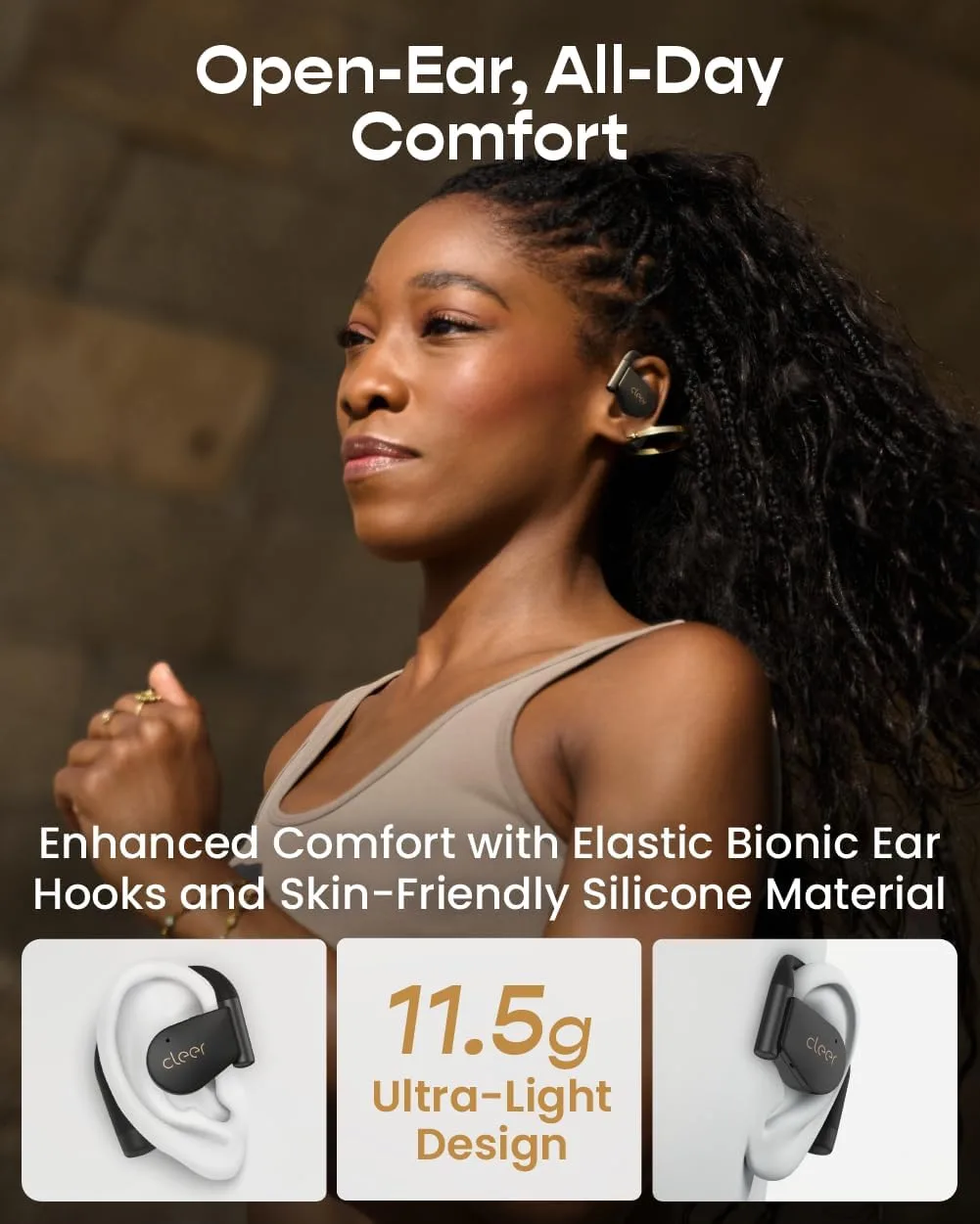 Cleer ARC 5 Open Ear Earbuds with Dolby & THX Audio, Black