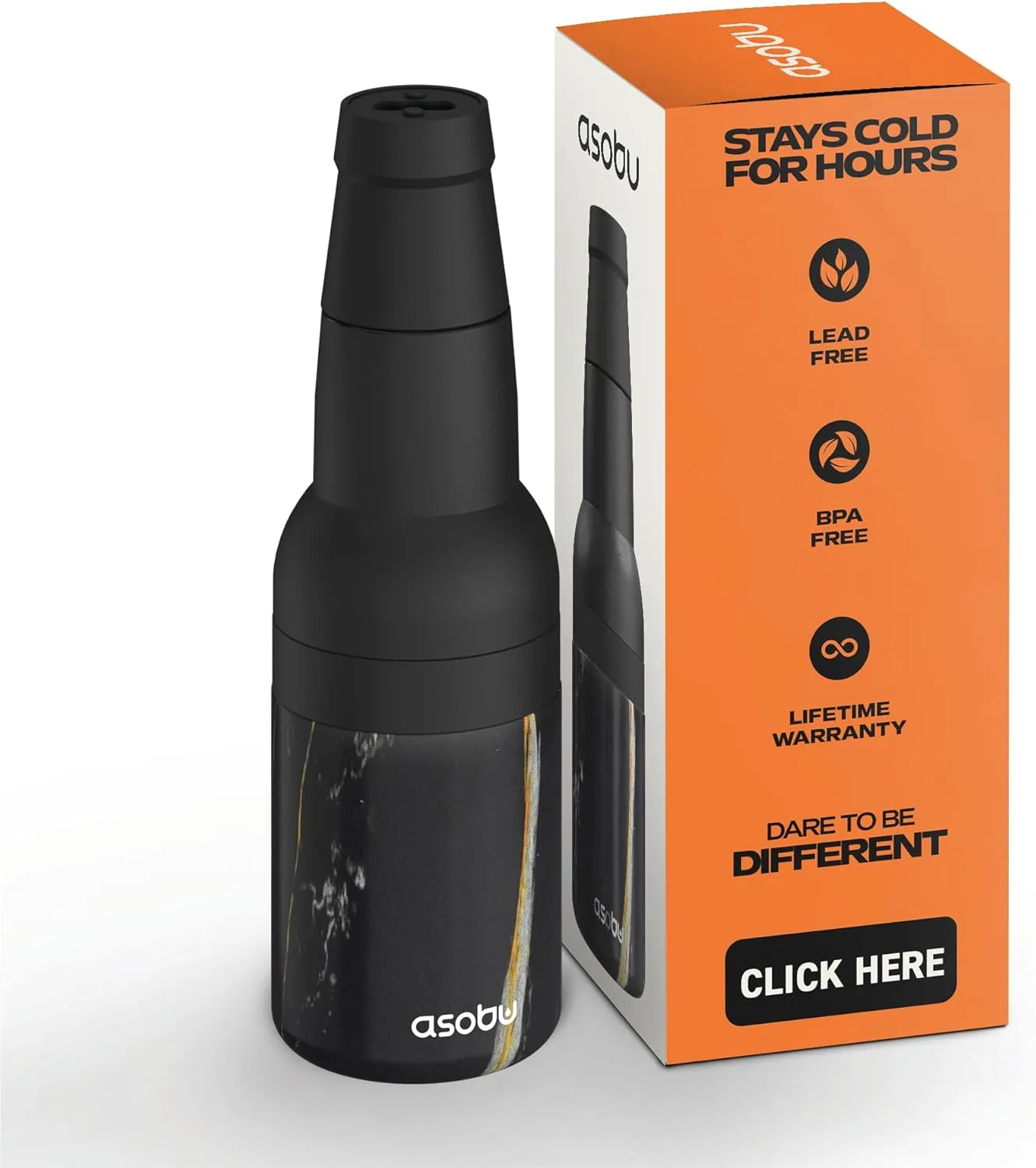 Organizador para Cerveza Asobu Frosty Beer Holder 2 Go Acero Inoxidable Mármol Midnight