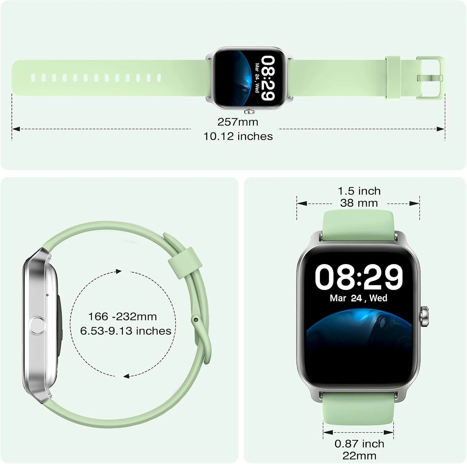Fitpolo Smart Watch for Men Women Android, Alexa Built-in [1.8" HD Screen] IP68 Waterproof Fitness Watch Bluetooth Call for Android & iPhone with Heart Rate/Sleep/SpO2 Monitor - Green
