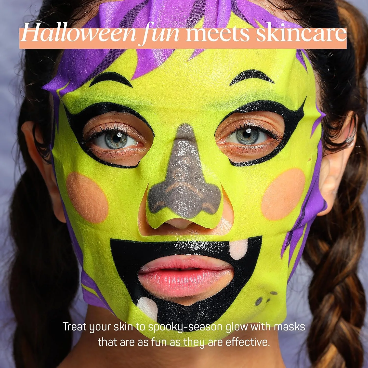 SpaLife Beauty Halloween Face Mask Spooky Glow Bundle | Korean Facial Masks | Pore-Refining, Detoxifying, and Brightening Face Mask Set | Halloween Gifts for Women | Facial Sheet Masks | 12 Pack