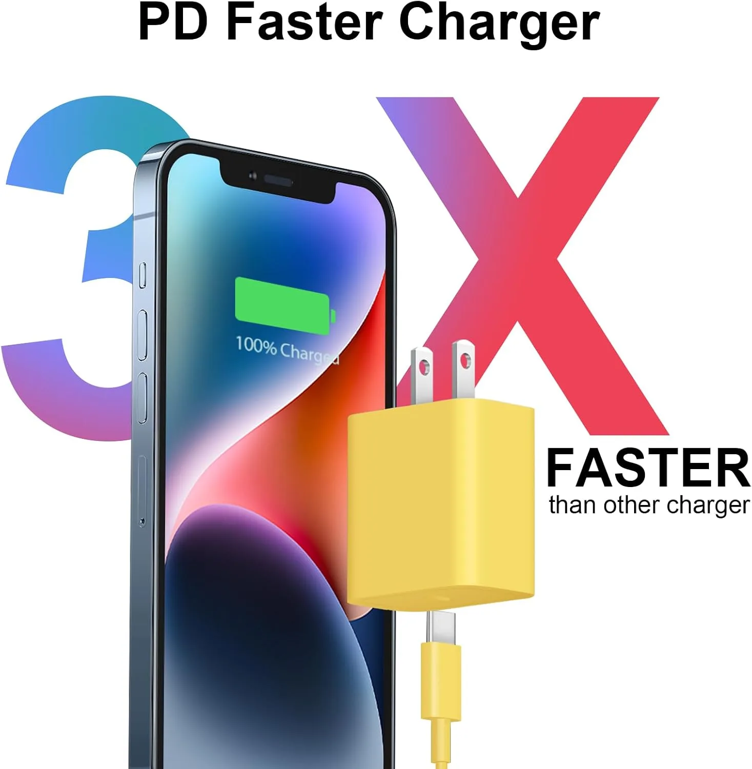 iPhone Duo Charger,iPhone 18 17 16 15 Charger Fast Charging 3+3Pack -Yellow