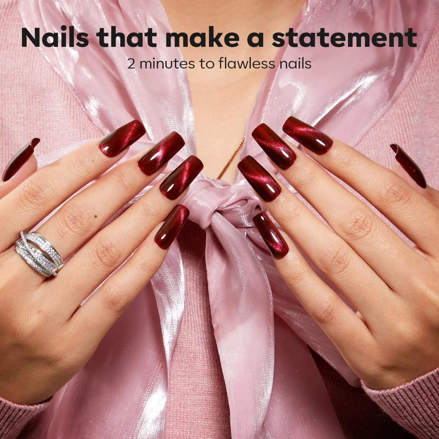 modelones Red Nail Polish, 6 Colors Burgundy Velvet Cat Eye Nail Polish Set