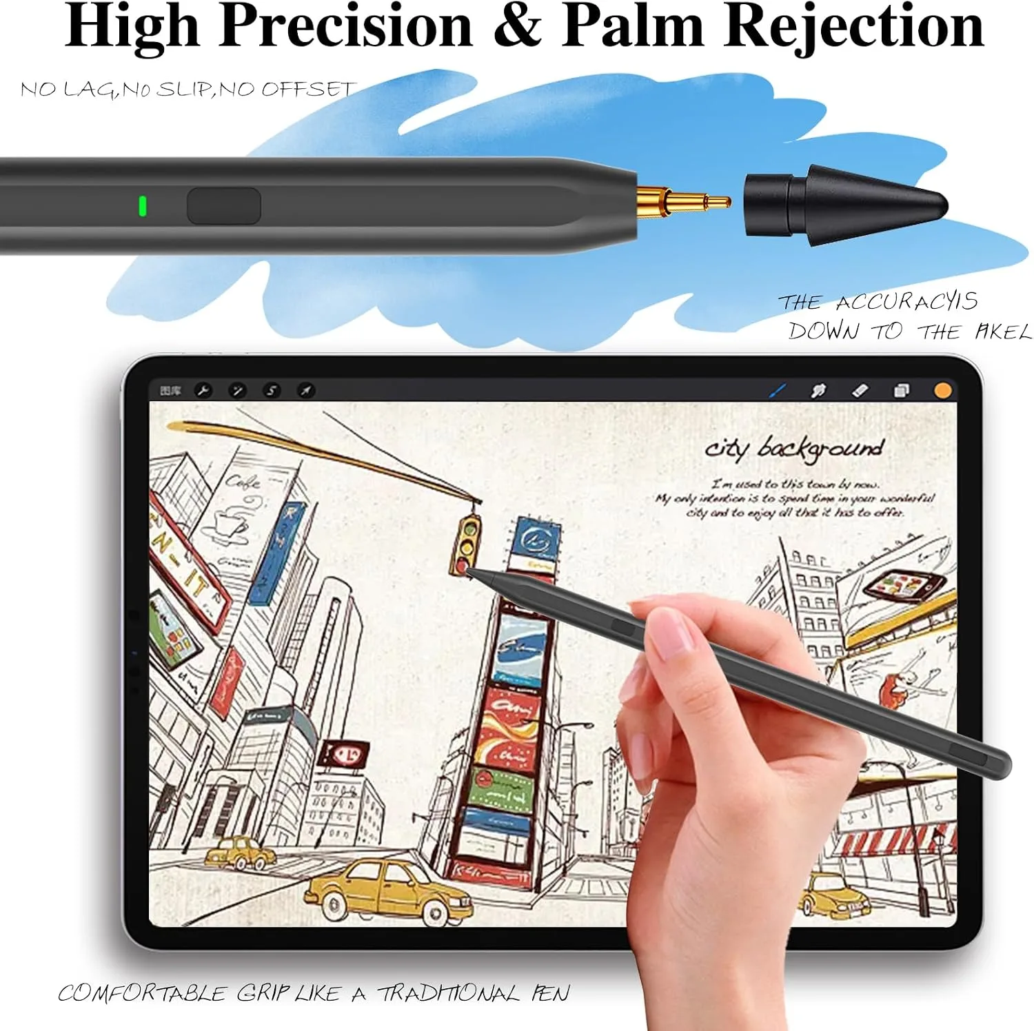 Stylus Pen for iPad 11th&10th Generation,Milikilo Pen with Pencil Holder,Palm Rejection,for Air11&13"(M2/M3), Pad Pro 11"&13"(M4),iPad 6-11th,iPad Pro 11"/12.9 ", iPad Air 3/4/5,Mini 5/6