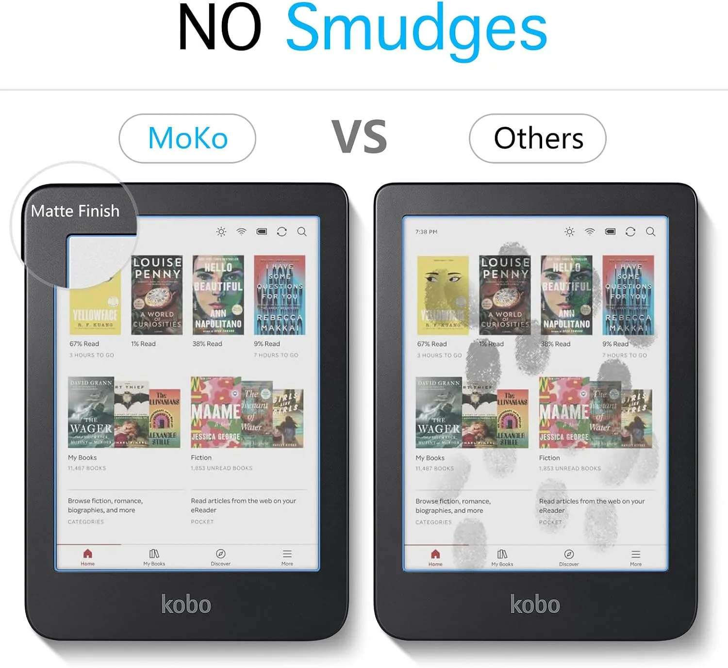 MoKo 2 Pack Anti-Glare Screen Protector for 6" Kobo Clara Colour/Clara BW