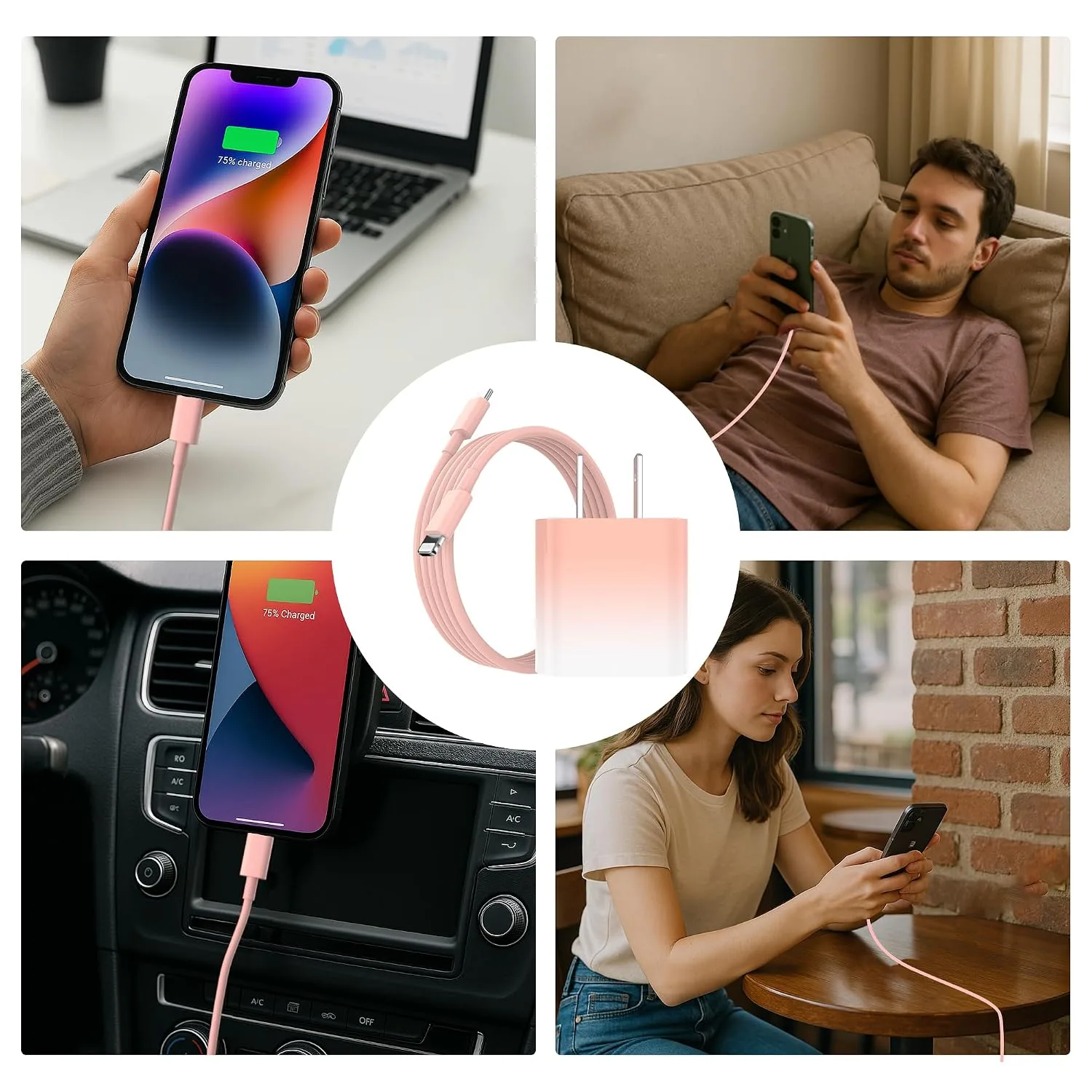 iPhone Charger Fast Charger,USB C Charger 4 Pack, 6FT Lightning Cable