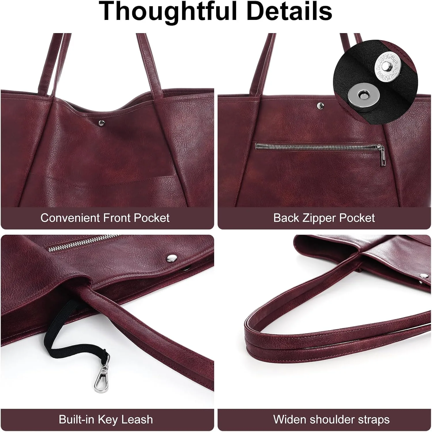 Large Tote Bag for Women Vegan Leather Weekender Handbags Purses