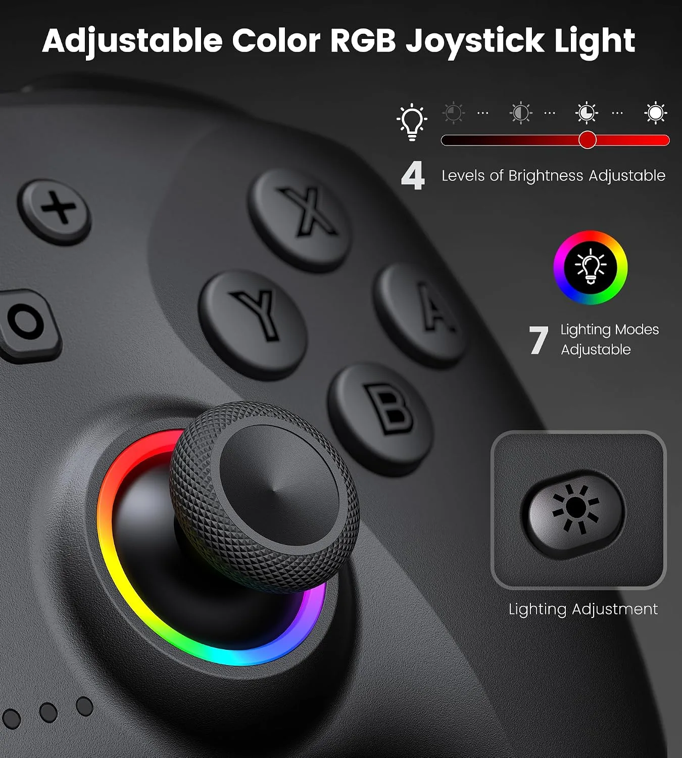 Spican Switch 2 Controller for Nintendo Switch 2/Switch/OLED/Lite, Wireless Switch Controller with Charging Dock, RGB Switch Pro Controller with Hall Effect, Macro, Turbo and Vibration, Black
