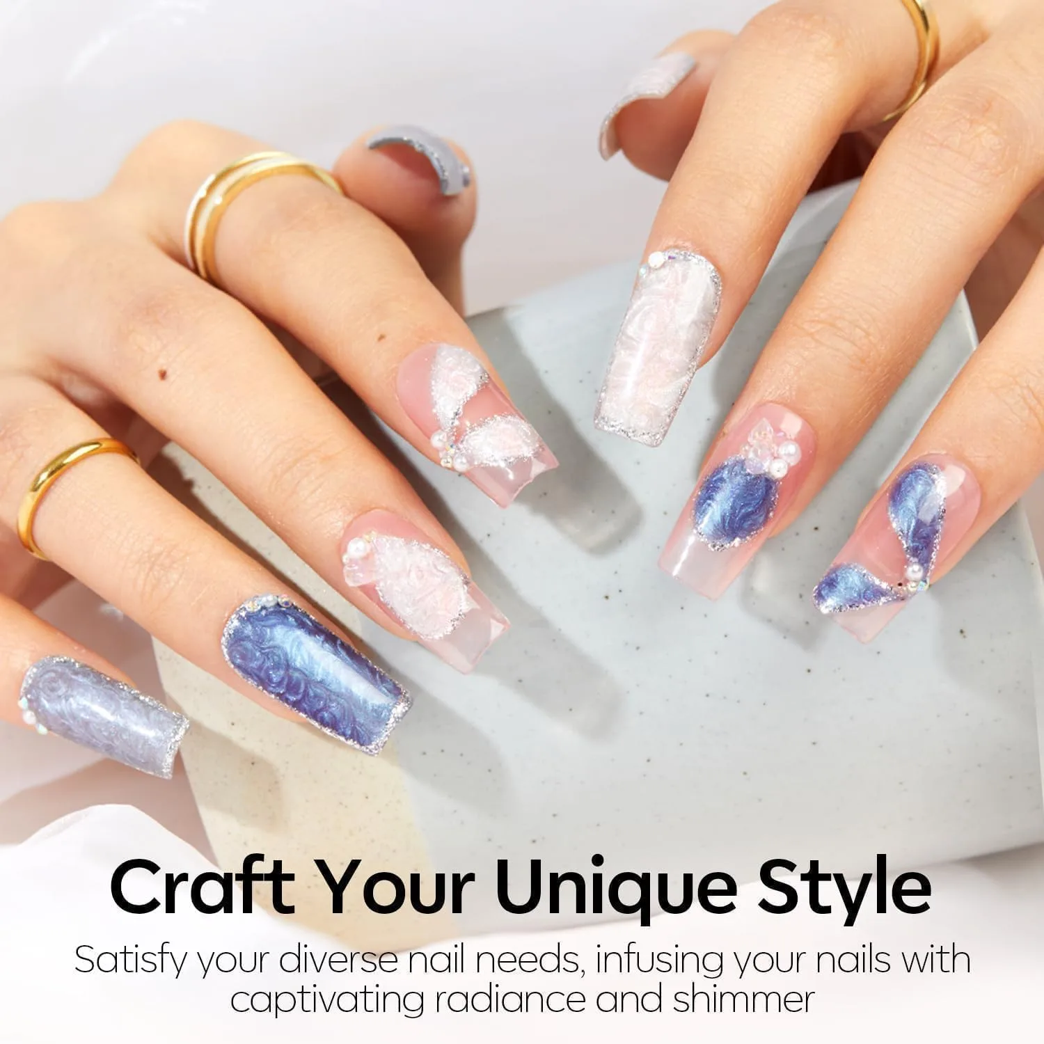 modelones Chrome Gel Nail Polish, Sheer Pearl Opal White Glitter Gel