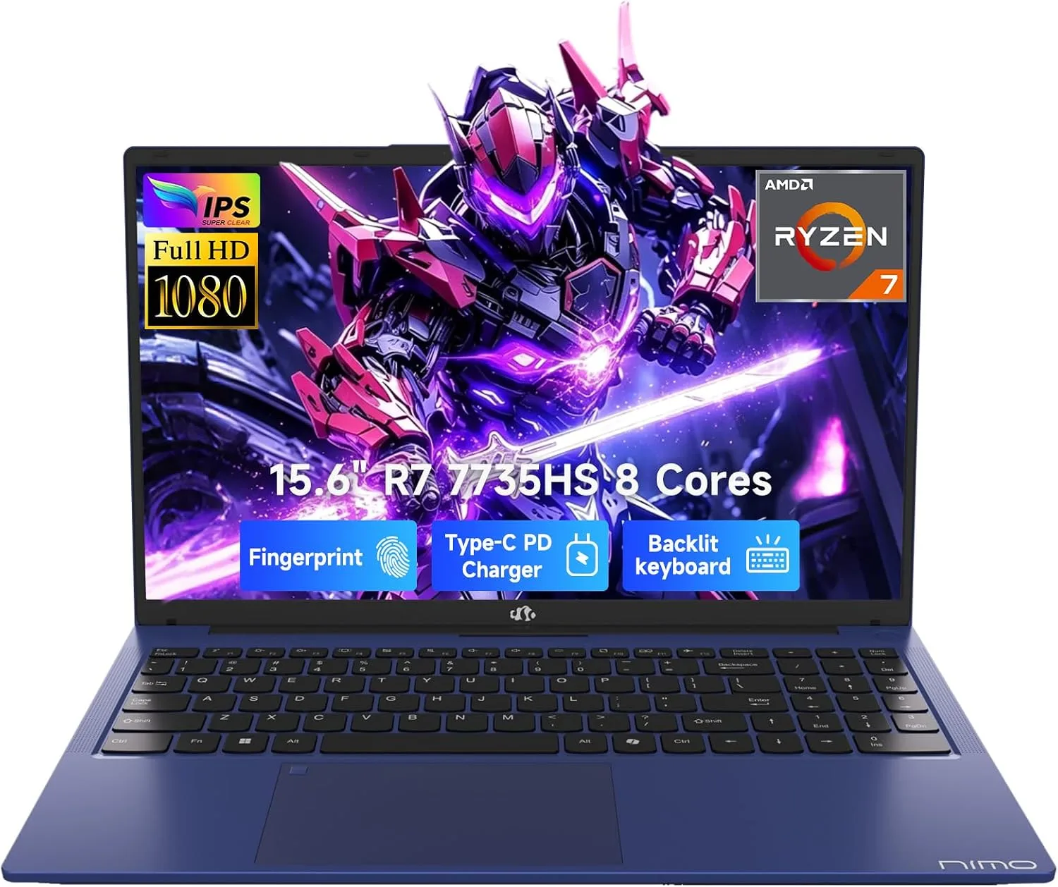 NIMO 15.6" AI-Light-Gaming-Laptop AMD Ryzen 7 7735HS 8GB DDR5 512GB SSD