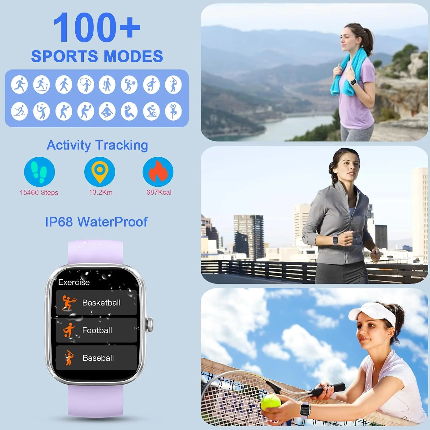 Smart Watch for Men Women, 1.91"Smartwatch (Answer/Make Call) Purple