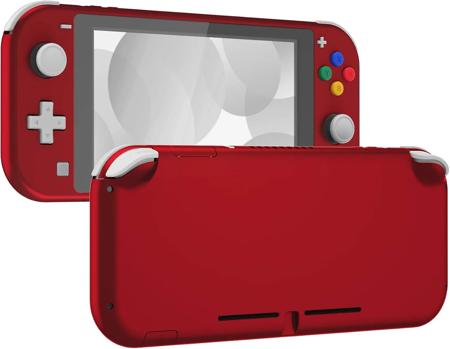 eXtremeRate Soft Touch Scarlet Red DIY Replacement Shell for Nintendo Switch Lite, NSL Handheld Controller Housing w/Screen Protector, Custom Case Cover for Nintendo Switch Lite