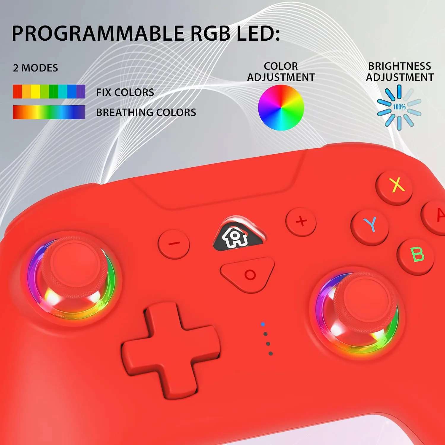 SUBSONIC - Switch and Switch 2 Wireless Controller - LED Pro controller Red