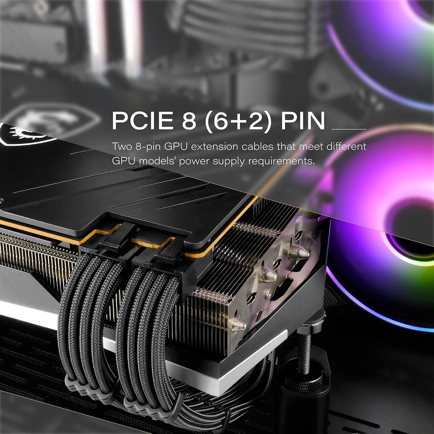 EZDIY-FAB PSU Cable Extension Kit, 18AWG Sleeved, ATX/EPS/PCIe, 30cm, Black