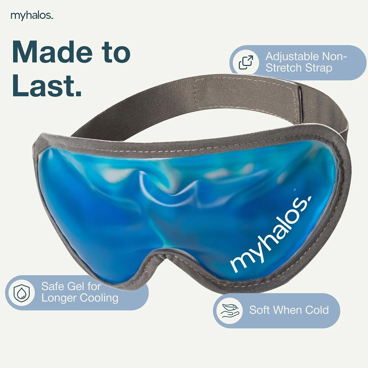MyHalos Cooling Gel Eye Mask, Cold Ice Pack for Puffy Eyes & Dark Circles