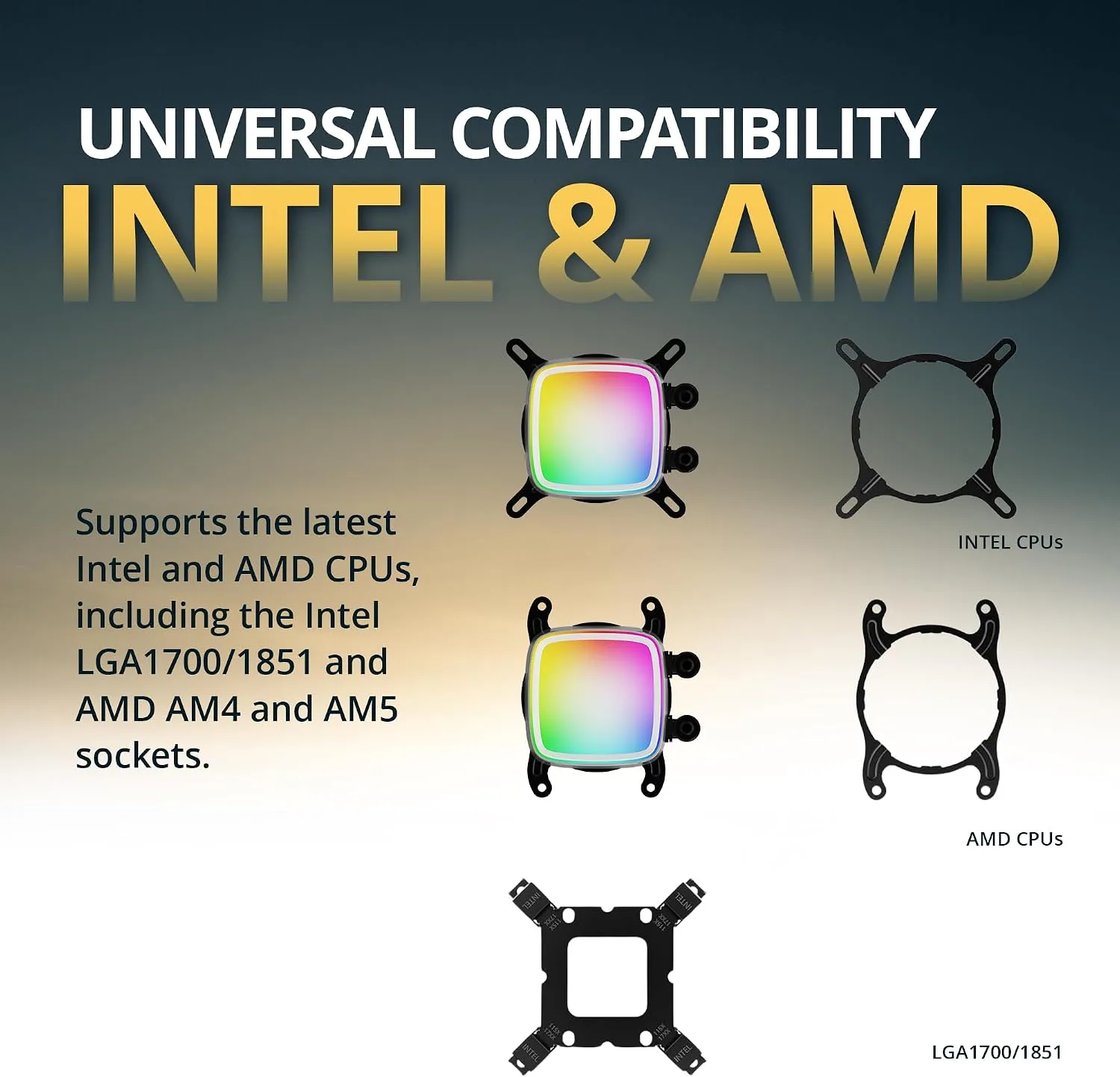 Geometric Future Eskimo Pro - 420mm AIO CPU Liquid Water Cooler- RGB PWM Squama 2503W 140mm Fan x 3- Fit Intel® LGA 1700, AMD®AM5 - White- (GEO-EP-42W)