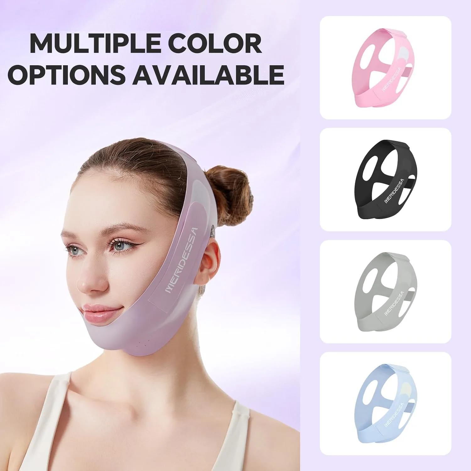V-Lift Pro V-Line Lifting Face Mask - Anti-Wrinkle & Face Contouring Wearable Band, Double Chin Reducer for Sculpted Jawline, Seamless Design with Breathable Fabric (Purple)