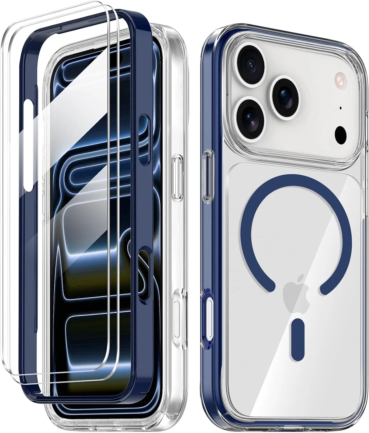 COOLQO Magnetic for iPhone 18/17 Pro Max Case, Crystal Clear, Blue