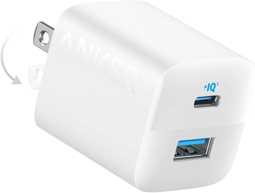 Anker 33W 2-Port Compact USB Charger Block, Foldable Type C Charger