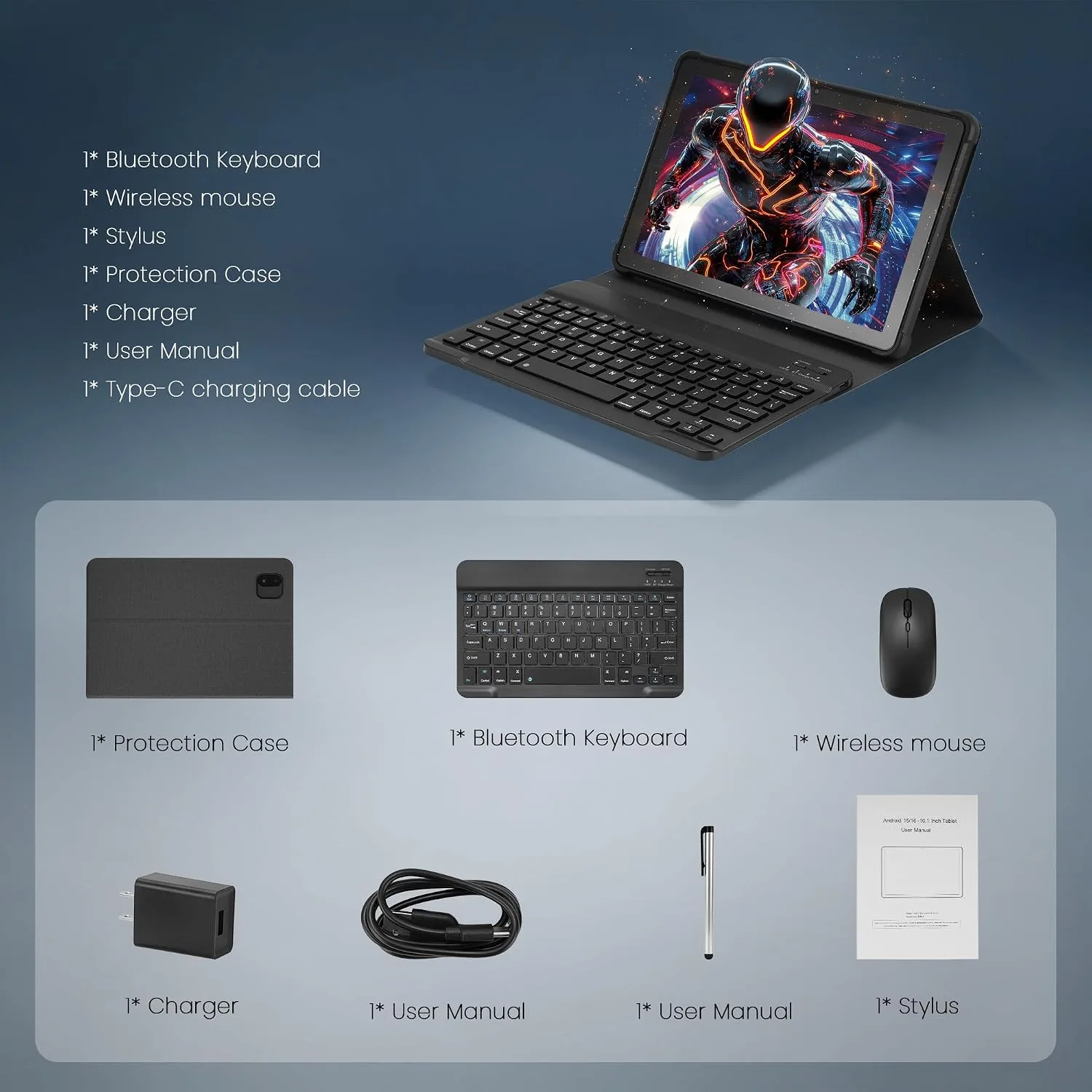 Android 16 Tablet, 10.1" HD IPS, 26GB RAM, 128GB ROM, WiFi 6, BT 5.4, Black