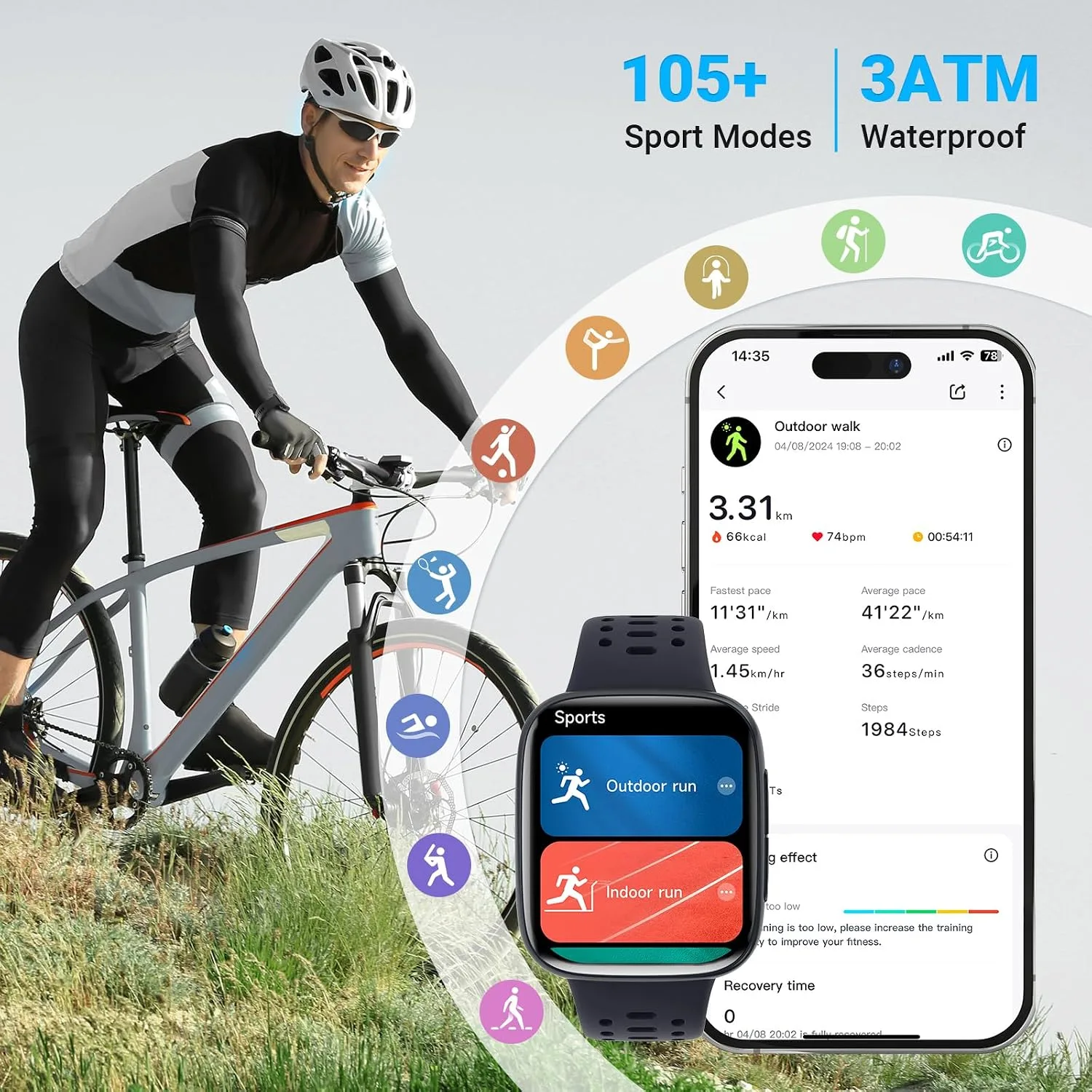 Smart Watches for Men Android iPhone (2 Bands), 1.85" AMOLED Screen Smartwatch Fitness Tracker 3ATM Waterproof with Bluetooth Calls, AI Control, Heart Rate/SpO2/Sleep Monitor, 7 Days Battery