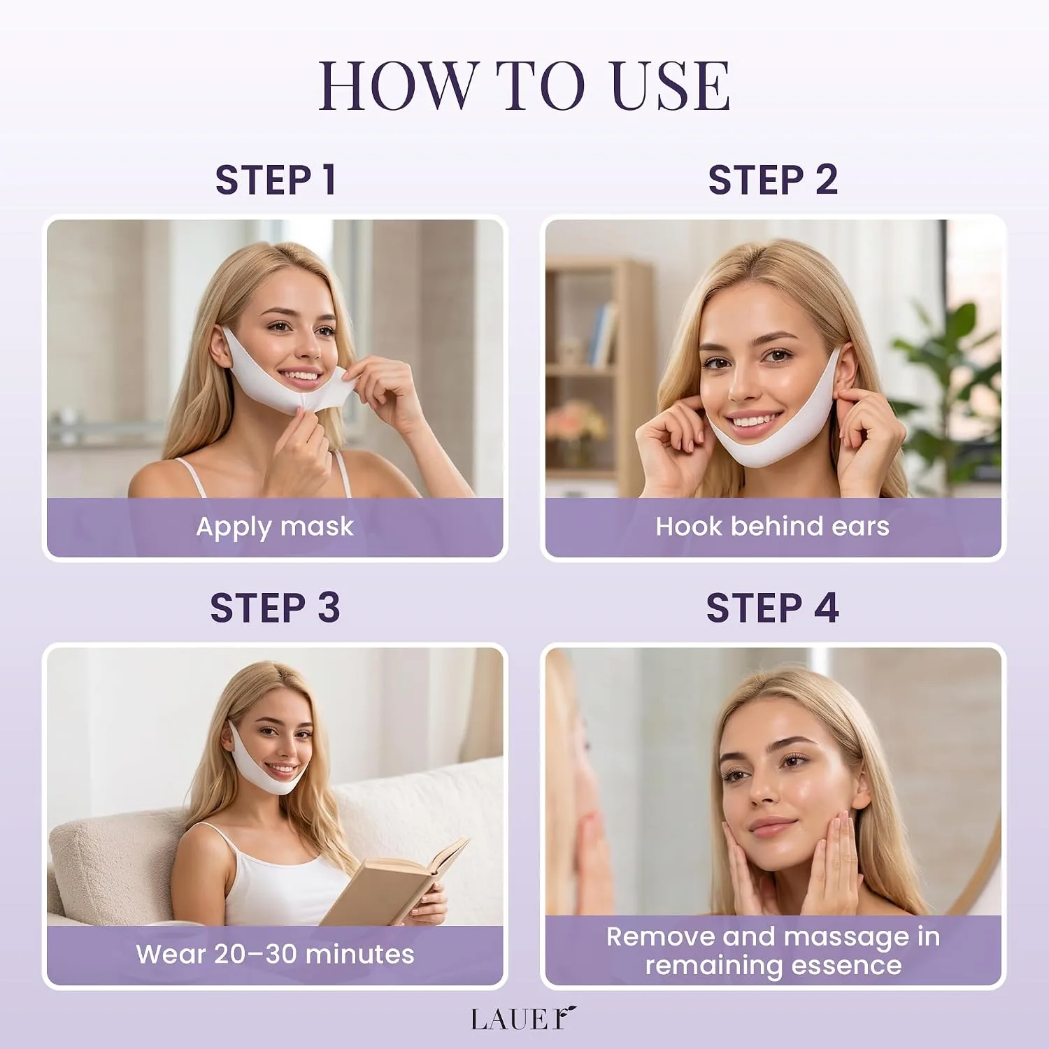 LAUER COSMETIC V-Line Peptide Hydrogel Mask for Chin & Jawline, 5 Count